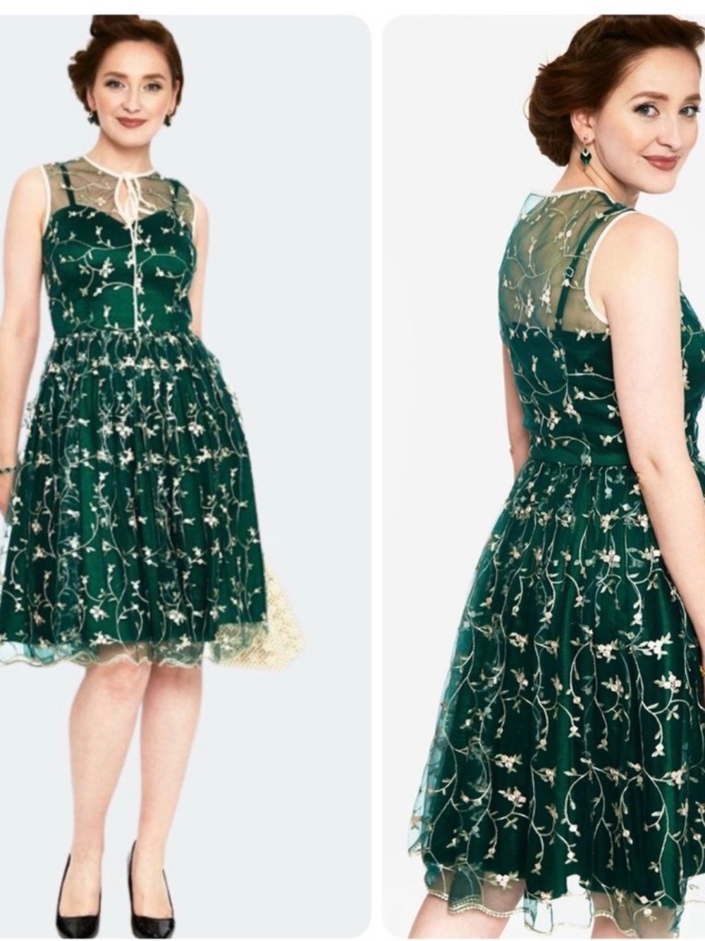 Voodoo Vixen Emerald Green Embroidered Dress XXL US 12/14